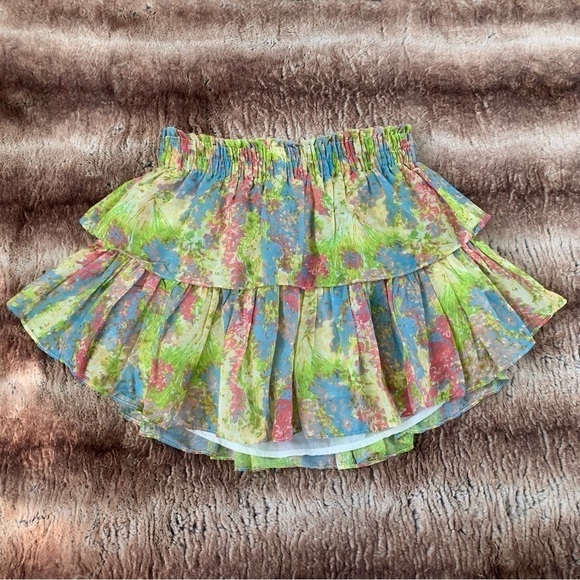 LoveShackFancy Ruffle Mini Skirt Pastel Fields - Picture 3 of 10